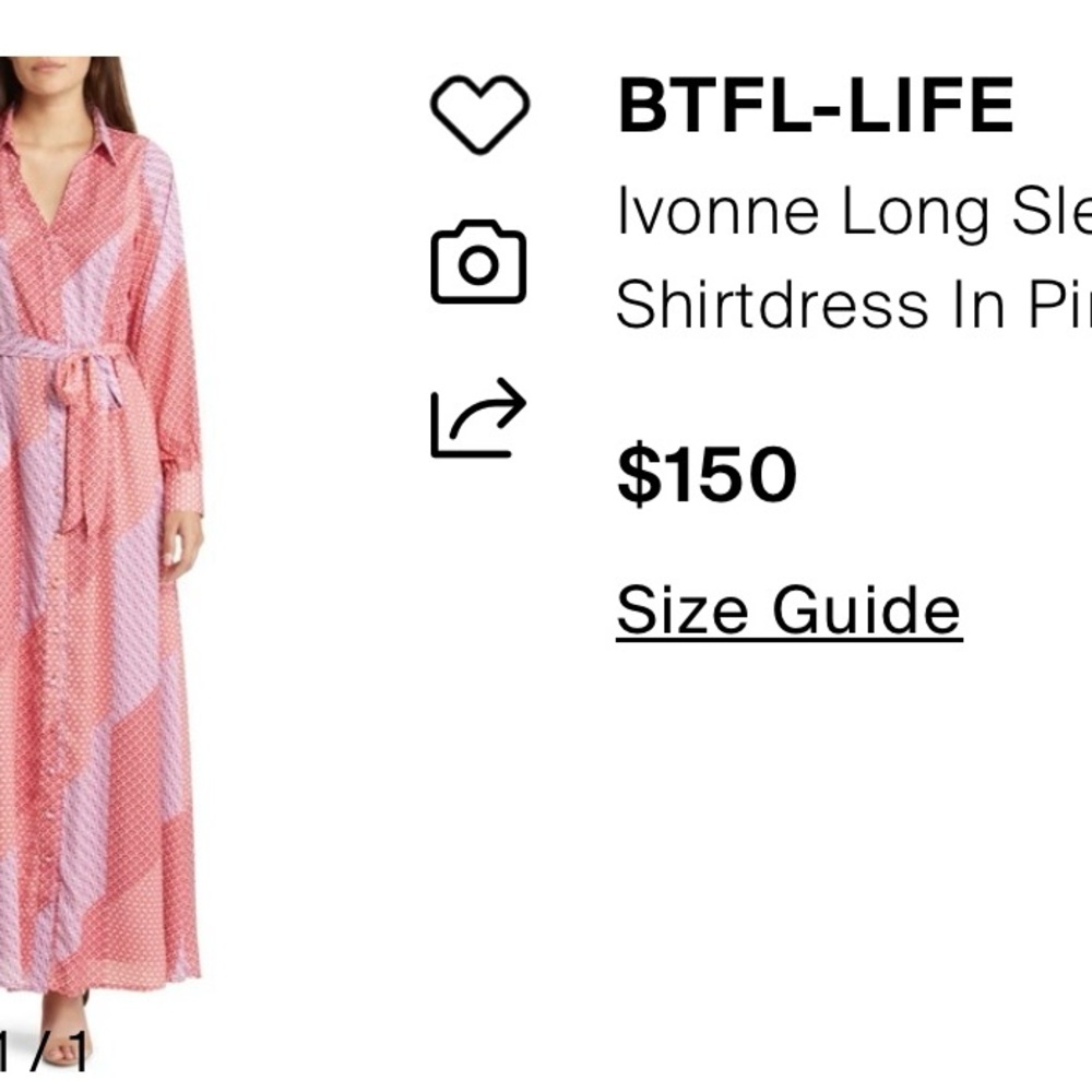 BTFL-LIFE Pink Long Sleeve Shirtdress